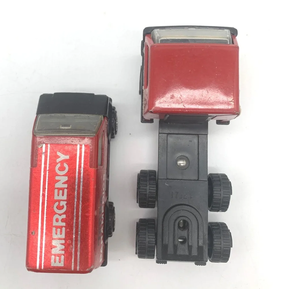 Tonka Diecast Vehicle Lot 4pc Red Black Tan Vintage 1980s Emergency Tow Horse
